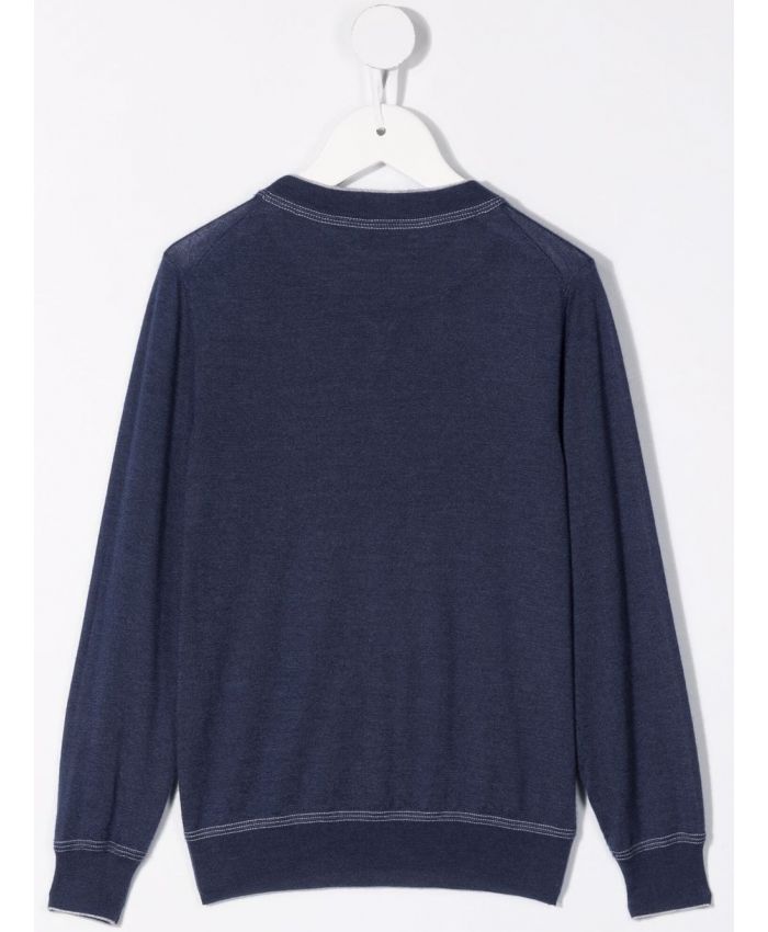 Brunello Cucinelli Kids - slogan-print wool-cashmere sweatshirt