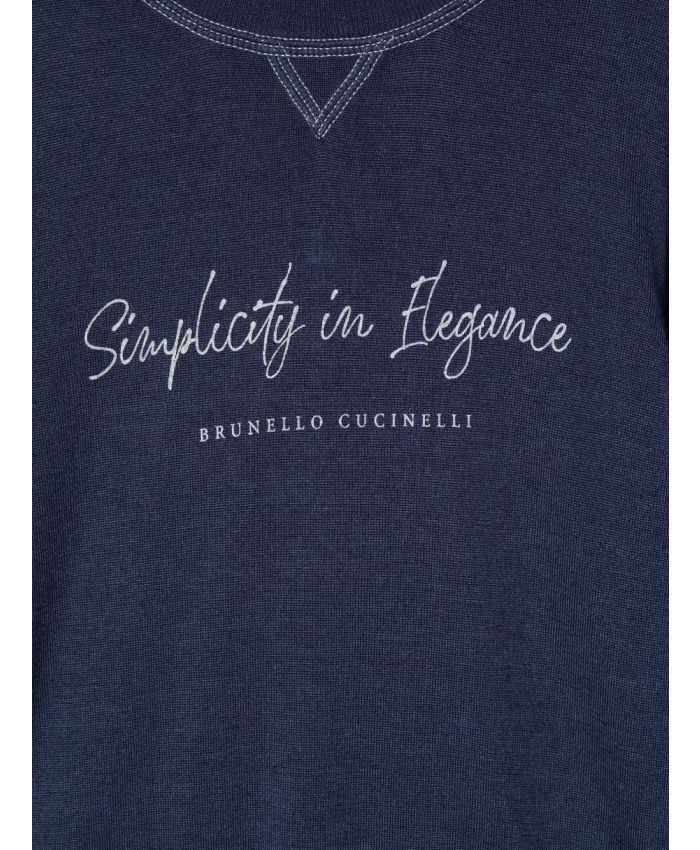 Brunello Cucinelli Kids - slogan-print wool-cashmere sweatshirt