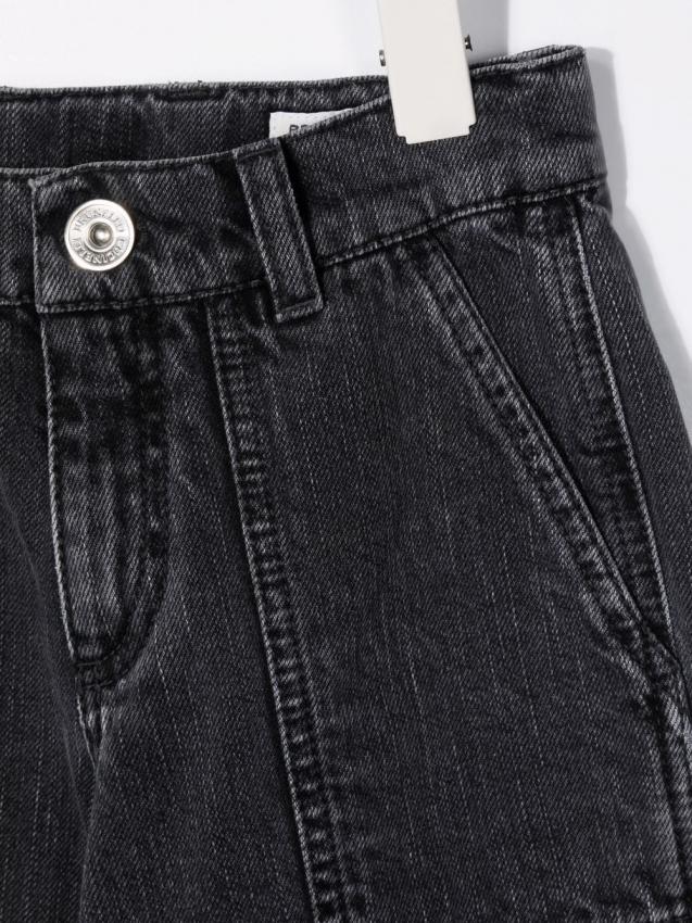 Brunello Cucinelli Kids - Dark grey cotton mid-rise straight jeans