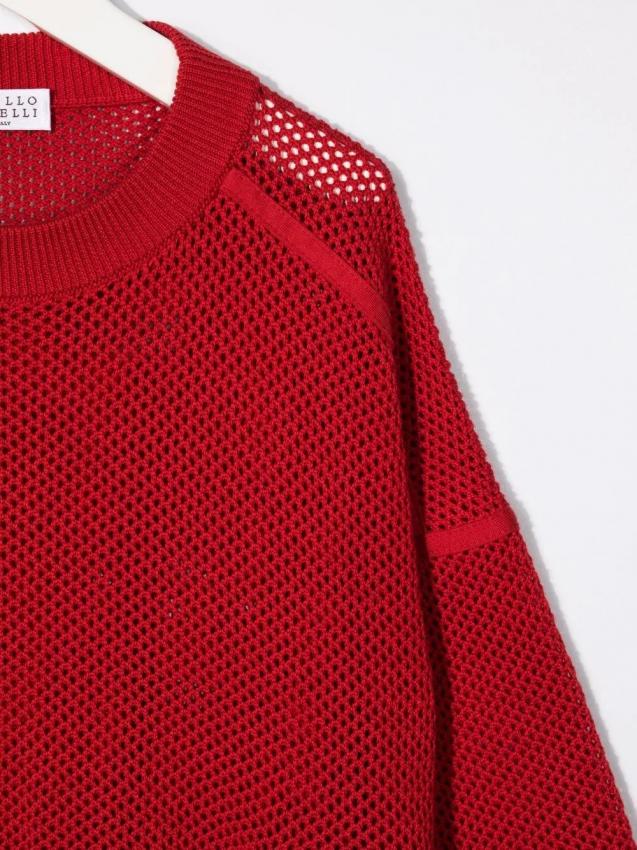 Brunello Cucinelli Kids - mesh crew neck sweatshirt