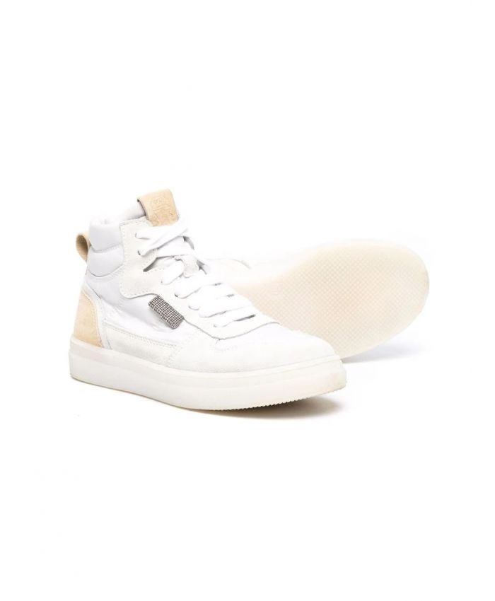Brunello Cucinelli Kids - embellished leather high-top sneakers