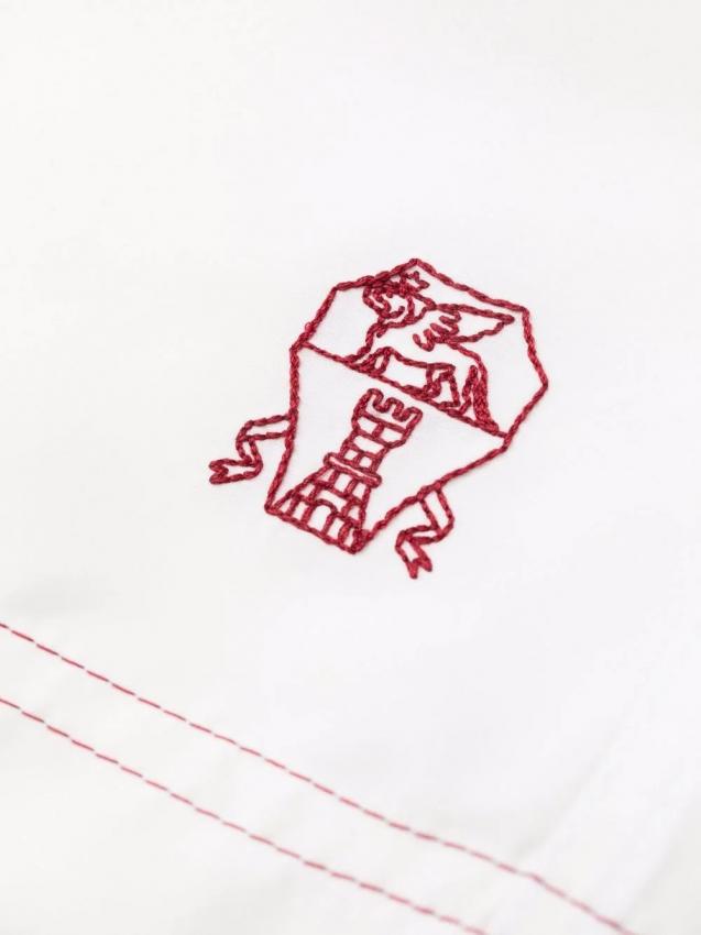 Brunello Cucinelli - logo-embroidered swim shorts