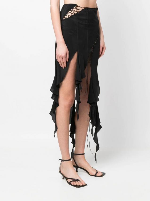 KNWLS - asymmetric spiral silk skirt