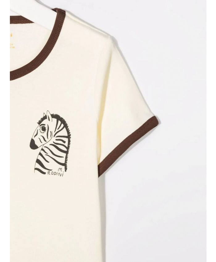 Mini Rodini - zebra-print contrasting trim T-shirt