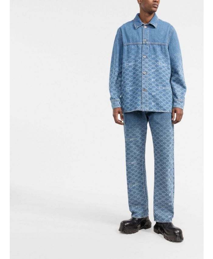 Louis Vuitton Printed Cotton Overshirt Blue. Size M0