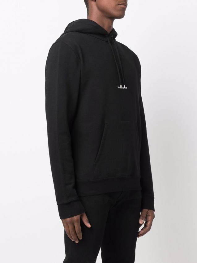 Saint Laurent - logo-print hoodie black