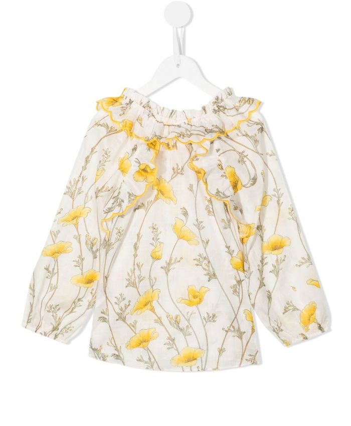 Zimmermann Kids - floral-print tassel cotton dress