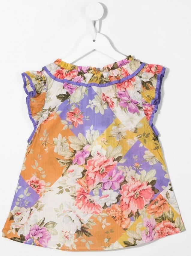 Zimmermann Kids - colour-block floral-print dress