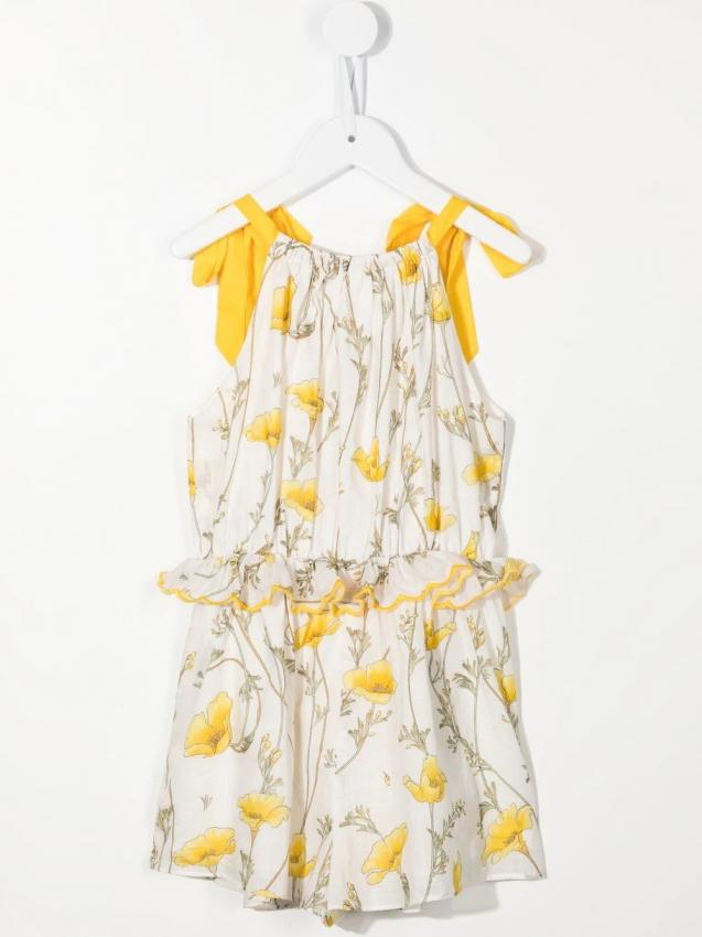 Zimmermann Kids - floral-print ruched sleeveless dress
