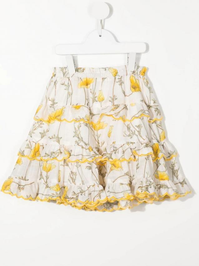 Zimmermann Kids - floral-print flared skirt