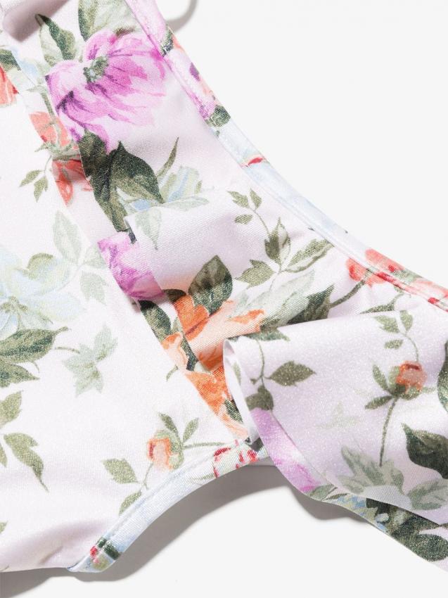 Zimmermann Kids - floral-print one-shoulder ruffled swimsuit