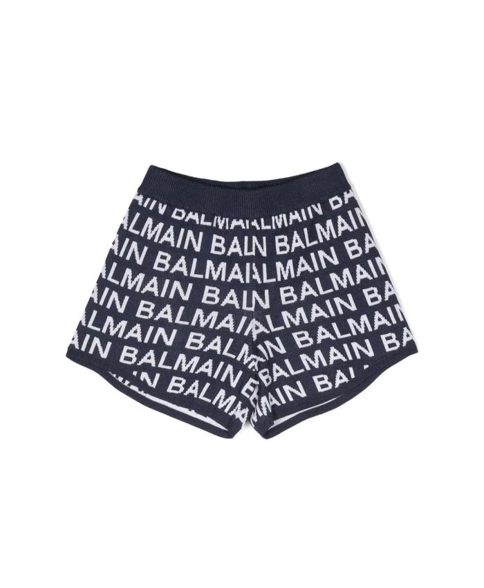 Balmain Kids - intarsia-knit logo shorts