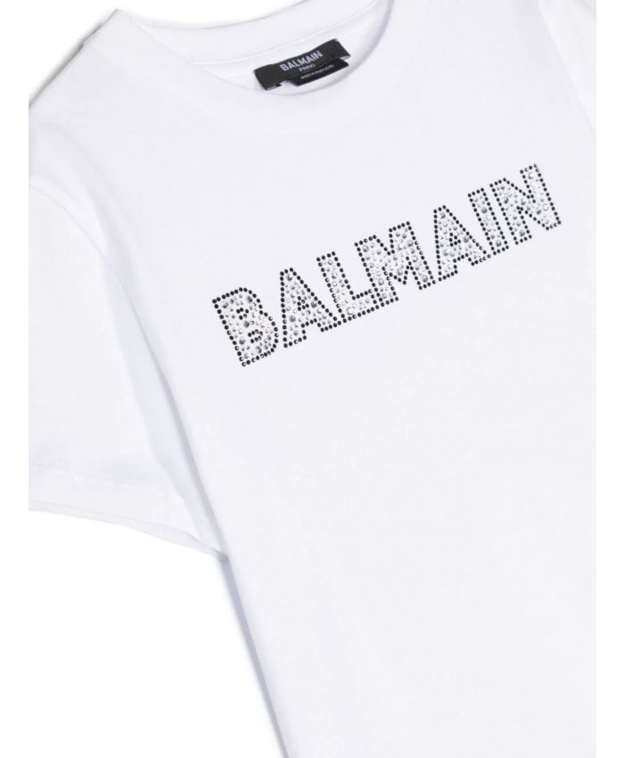 Balmain Kids - Stud-embellished logo cotton T-shirt