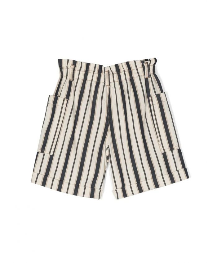 Brunello Cucinelli Kids - stripe-print logo-patch shorts