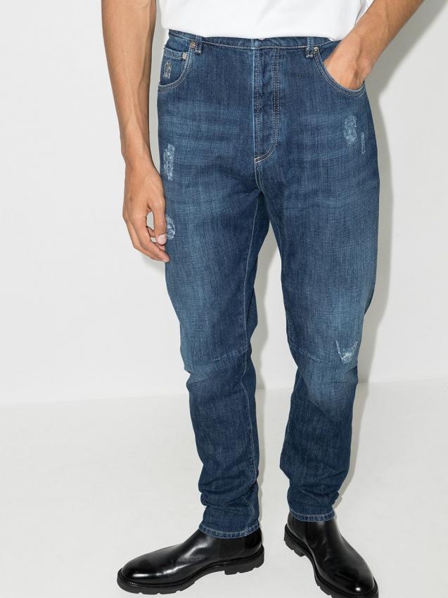 Brunello Cucinelli - distressed-finish straight-leg jeans