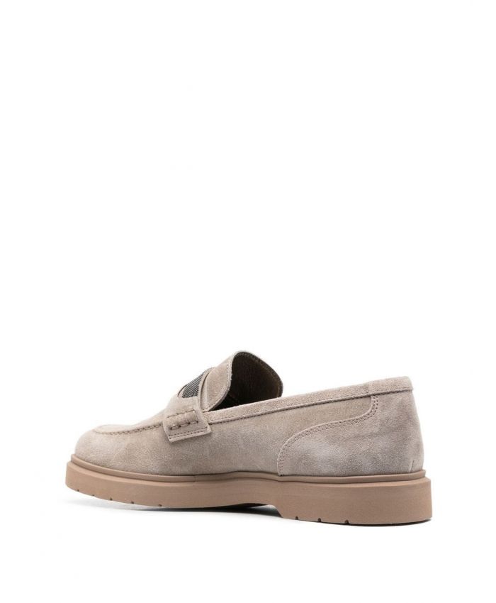 Brunello Cucinelli - bead-detail suede loafers