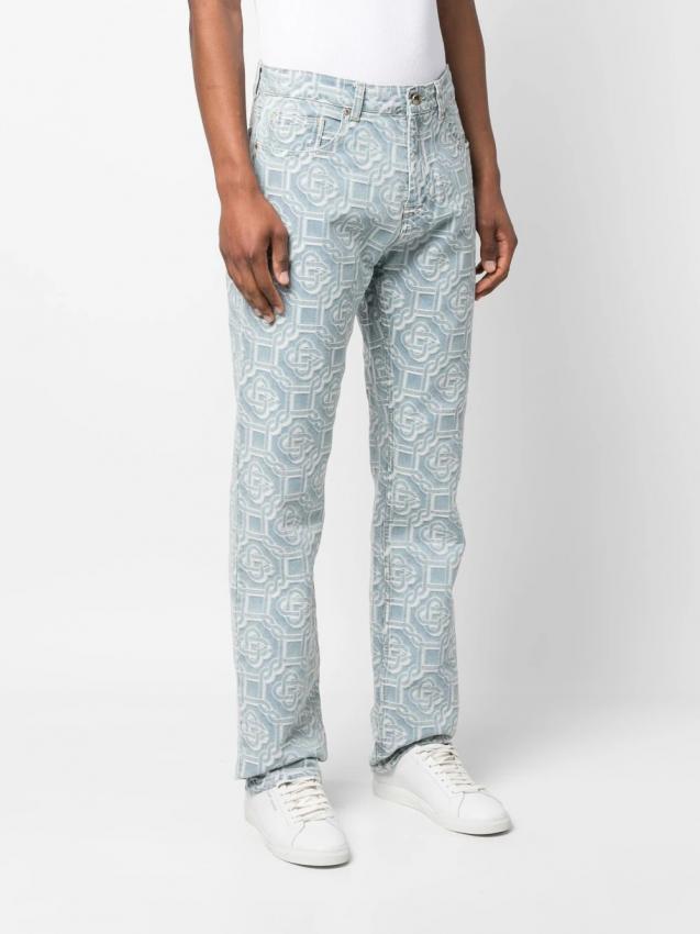 Casablanca - Monogram-print mid-rise straight-leg jeans