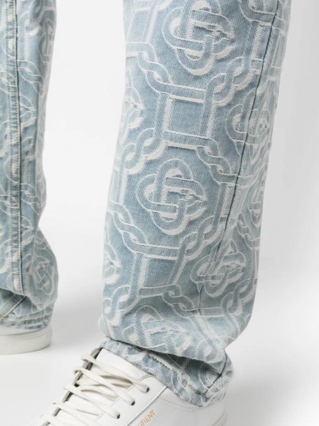 Casablanca - Monogram-print mid-rise straight-leg jeans