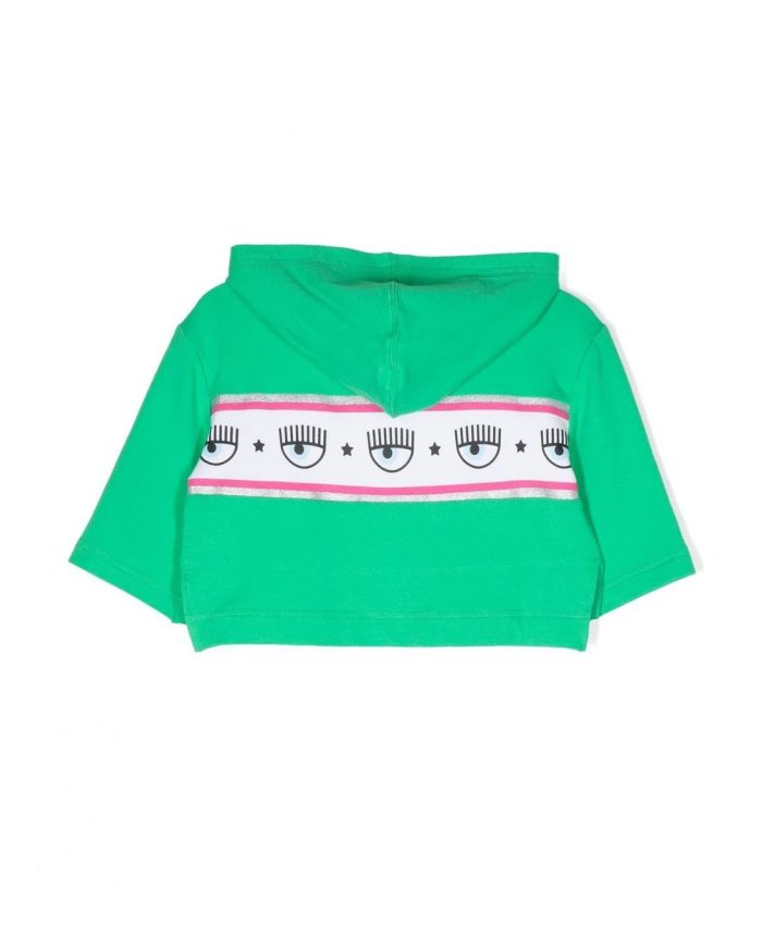 Chiara Ferragni Kids - logo tape cotton hoodie