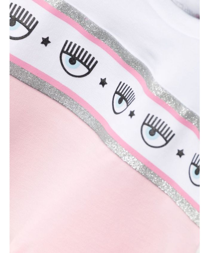 Chiara Ferragni Kids - logo-stripe ruffle dress