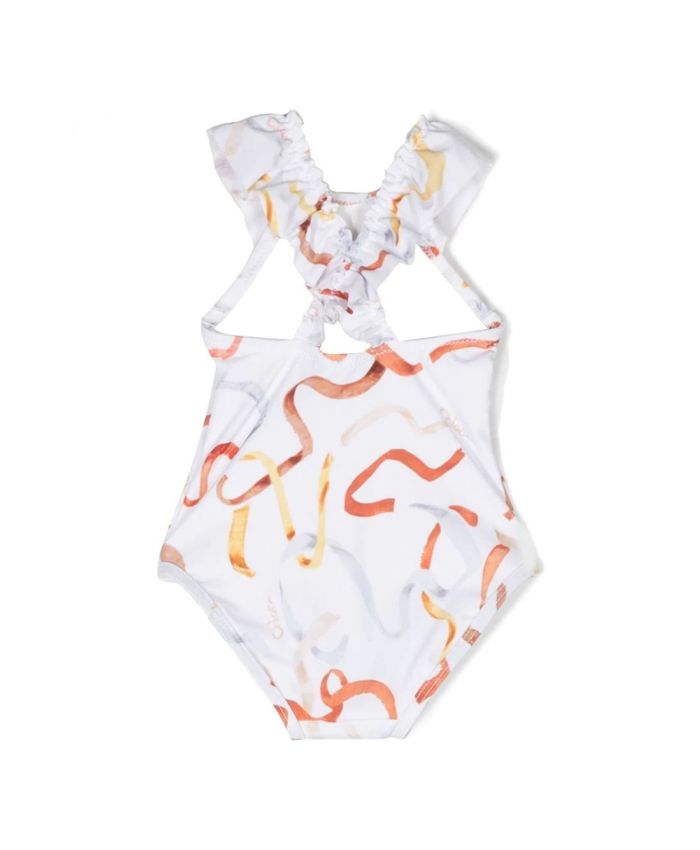 Chloe Kids - ribbon-print swimming costume