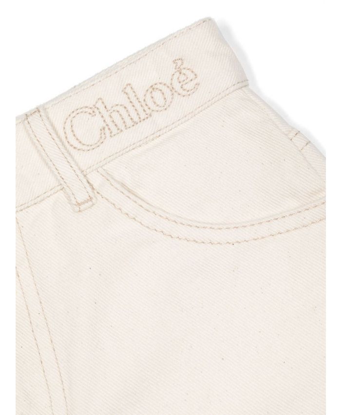 Chloe Kids - logo-embroidered denim shorts