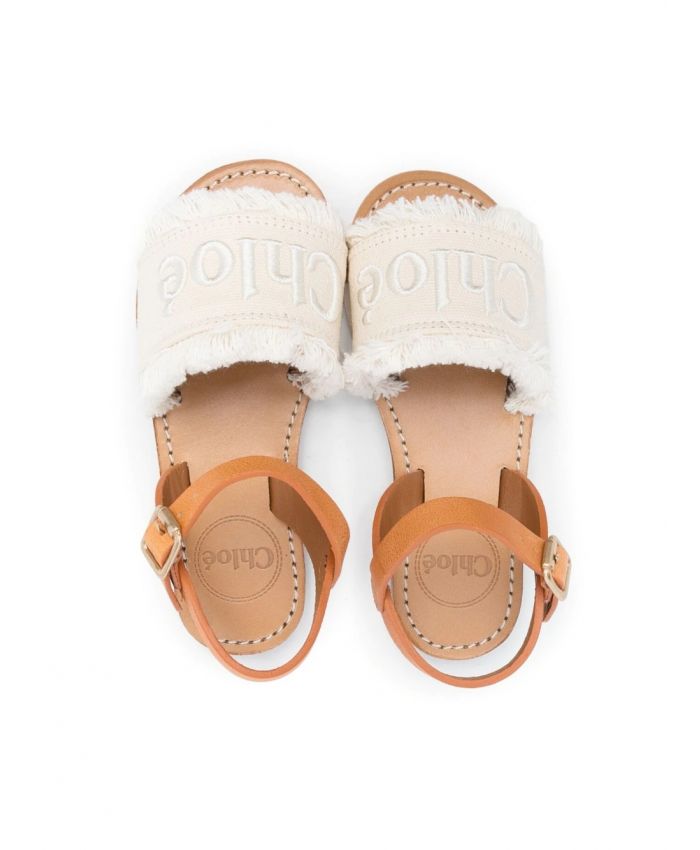Chloe Kids - embroidered-logo fringed sandals