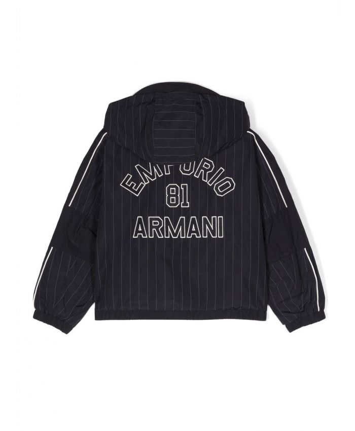 Emporio Armani Kids - stripes logo-print zipped hoodie
