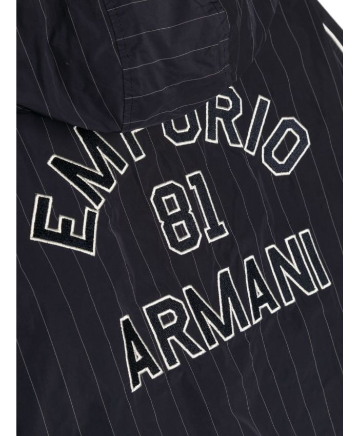 Emporio Armani Kids - stripes logo-print zipped hoodie