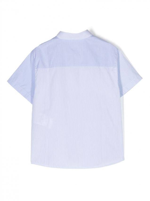Emporio Armani Kids - embroidered-logo panelled cotton shirt