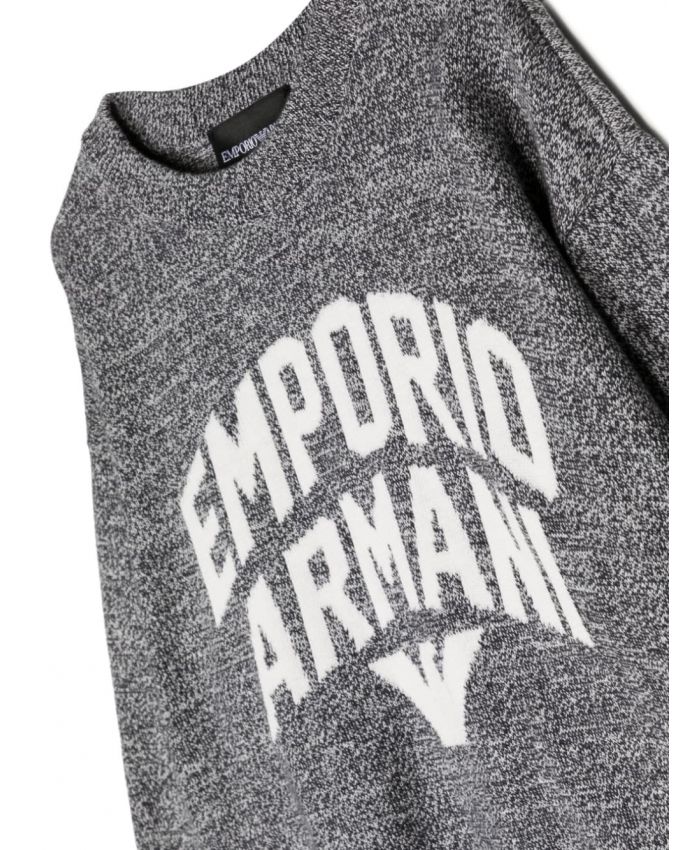 Emporio Armani Kids - intarsia-knit logo cotton jumper