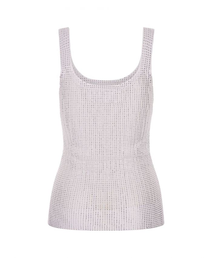 Ermanno Scervino - White Stretch Tank Top With Crystals