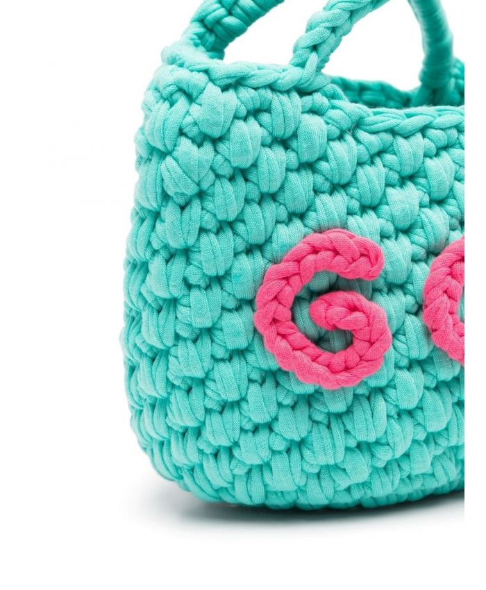 GCDS Kids - mini logo-appliquè crochet bucket bag