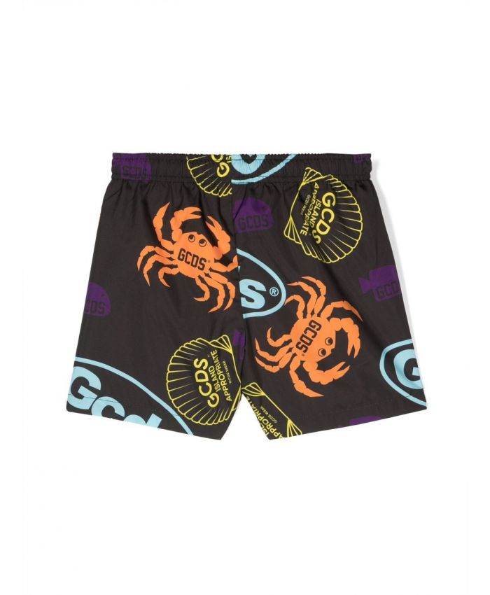GCDS Kids - logo-print drawstring-waist swim shorts