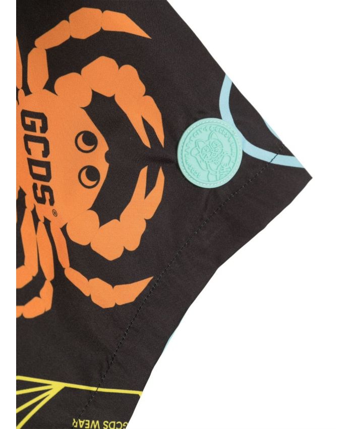 GCDS Kids - logo-print drawstring-waist swim shorts