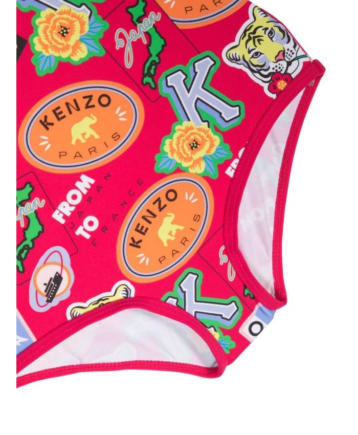 Kenzo Kids - graphic-print zip-up swimsuit