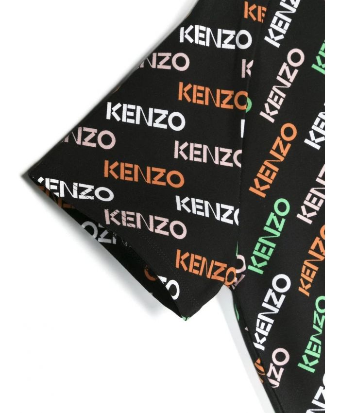 Kenzo Kids - all over logo-print hoodie dress