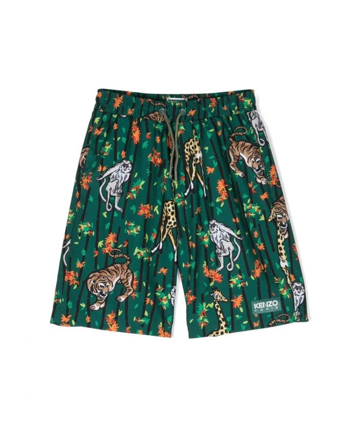 Kenzo Kids - animal-print knee-length swim shorts