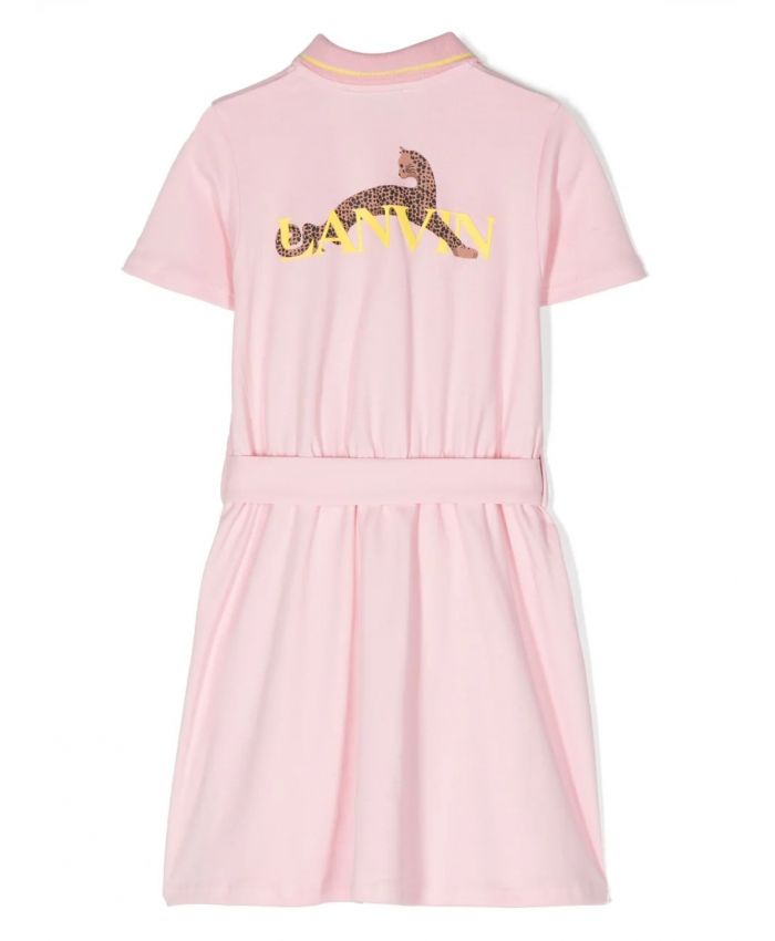 Lanvin Kids - logo-print tied-waist cotton dress