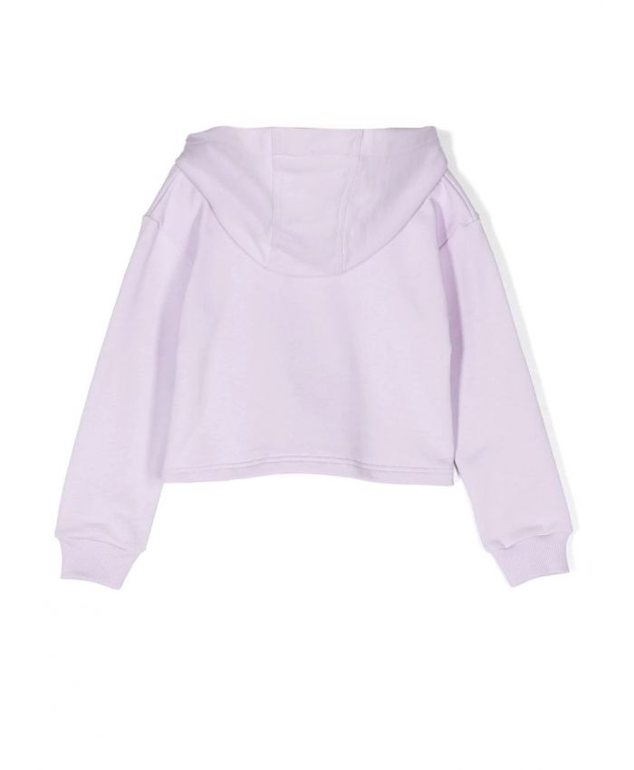 Lanvin Kids - logo-embroidered cropped hoodie