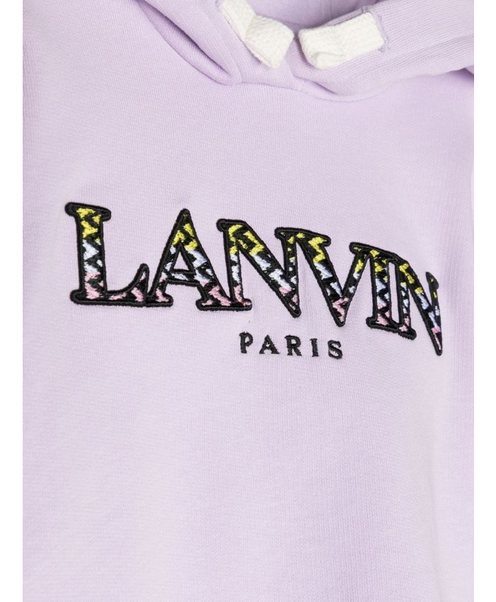 Lanvin Kids - logo-embroidered cropped hoodie