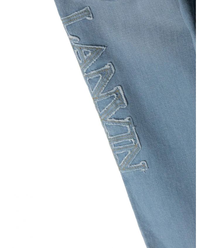 Lanvin Kids - logo-embroidered wide-leg jeans