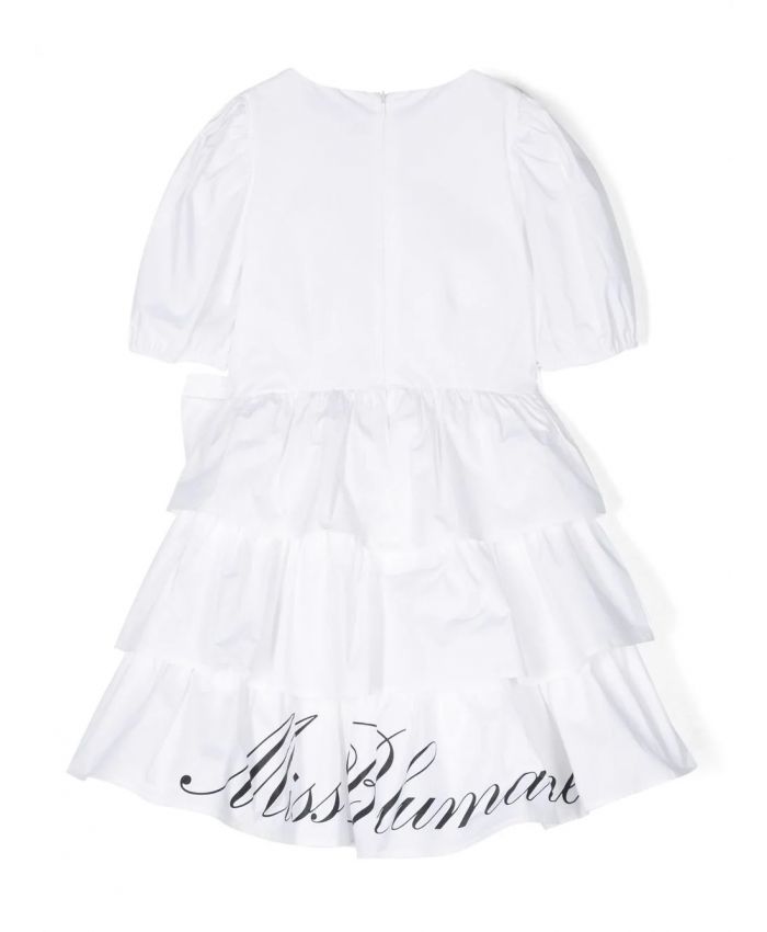 Miss Blumarine Kids - bow-detail puff-sleeved dress