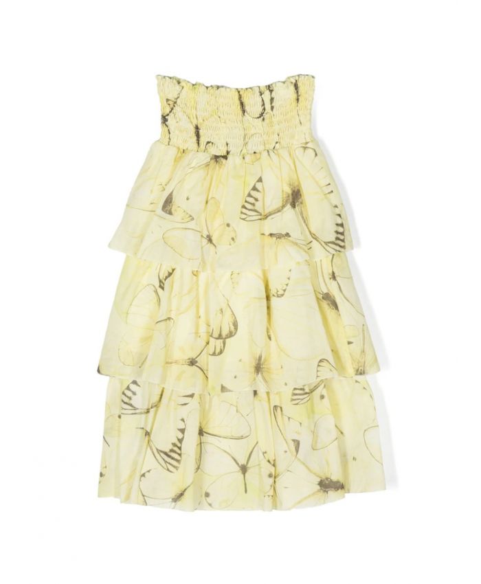 Miss Blumarine Kids - butterfly-print layered skirt