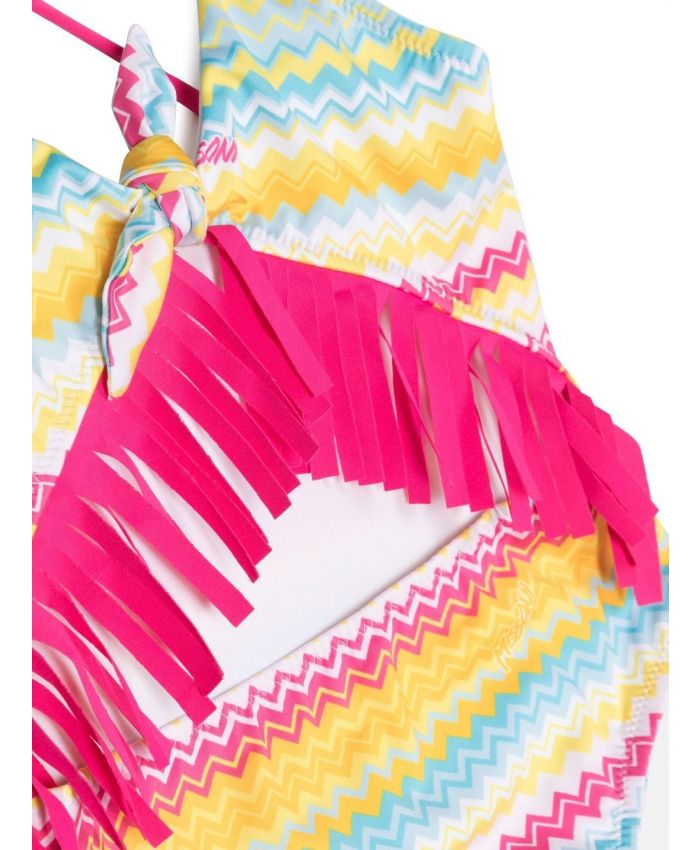Missoni Kids - zigazag-print fringed swimsuit