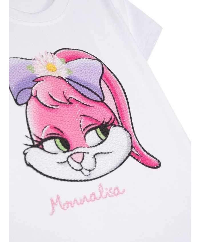 Monnalisa - bunny-print stretch-cotton T-shirt