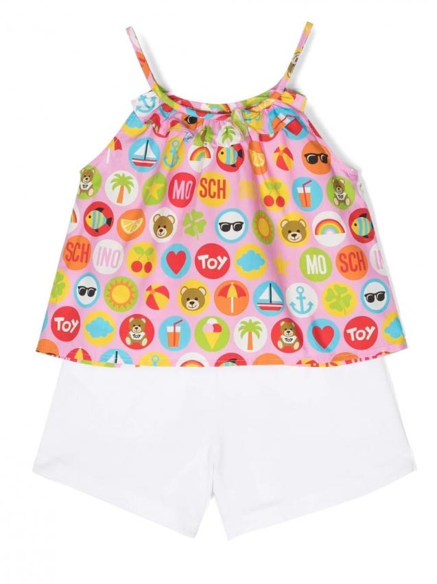Moschino Kids - graphic-print camisole shorts set