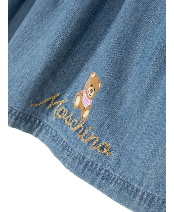 Moschino Kids - embroidered-logo denim skirt