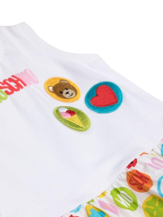 Moschino Kids - graphic-print patch-detail dress