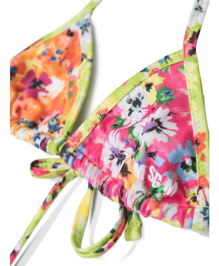 MSGM Kids - floral triangle halterneck bikini